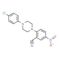 ChemSpider 2D Image | 2-[4-(4-Chlorophenyl)-1-piperazinyl]-5-nitrobenzonitrile | C17H15ClN4O2