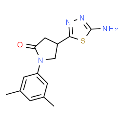 ChemSpider 2D Image | 4-(5-Amino-1,3,4-thiadiazol-2-yl)-1-(3,5-dimethylphenyl)-2-pyrrolidinone | C14H16N4OS