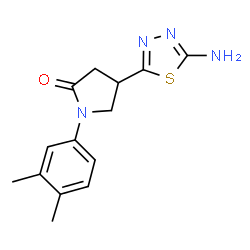 ChemSpider 2D Image | 4-(5-Amino-1,3,4-thiadiazol-2-yl)-1-(3,4-dimethylphenyl)-2-pyrrolidinone | C14H16N4OS