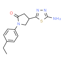 ChemSpider 2D Image | 4-(5-Amino-1,3,4-thiadiazol-2-yl)-1-(4-ethylphenyl)-2-pyrrolidinone | C14H16N4OS