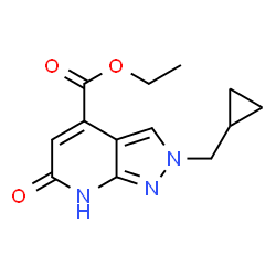 ChemSpider 2D Image | ethyl 2-(cyclopropylmethyl)-6-oxo-7H-pyrazolo[3,4-b]pyridine-4-carboxylate | C13H15N3O3