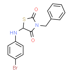 ChemSpider 2D Image | 3-Benzyl-5-[(4-bromophenyl)amino]-1,3-thiazolidine-2,4-dione | C16H13BrN2O2S