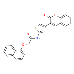 ChemSpider 2D Image | 2-(1-Naphthyloxy)-N-[4-(2-oxo-2H-chromen-3-yl)-1,3-thiazol-2-yl]acetamide | C24H16N2O4S