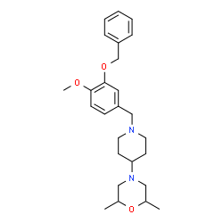 ChemSpider 2D Image | 4-{1-[3-(Benzyloxy)-4-methoxybenzyl]-4-piperidinyl}-2,6-dimethylmorpholine | C26H36N2O3