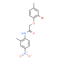 ChemSpider 2D Image | 2-(2-Bromo-4-methylphenoxy)-N-(2-methyl-4-nitrophenyl)acetamide | C16H15BrN2O4