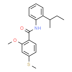ChemSpider 2D Image | N-(2-sec-Butylphenyl)-2-methoxy-4-(methylsulfanyl)benzamide | C19H23NO2S