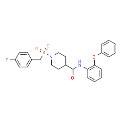ChemSpider 2D Image | 1-[(4-Fluorobenzyl)sulfonyl]-N-(2-phenoxyphenyl)-4-piperidinecarboxamide | C25H25FN2O4S