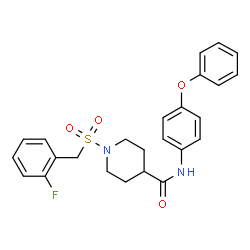 ChemSpider 2D Image | 1-[(2-Fluorobenzyl)sulfonyl]-N-(4-phenoxyphenyl)-4-piperidinecarboxamide | C25H25FN2O4S