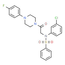 ChemSpider 2D Image | N-(3-Chlorophenyl)-N-{2-[4-(4-fluorophenyl)-1-piperazinyl]-2-oxoethyl}benzenesulfonamide | C24H23ClFN3O3S