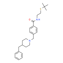 ChemSpider 2D Image | 4-[(4-Benzyl-1-piperidinyl)methyl]-N-{2-[(2-methyl-2-propanyl)sulfanyl]ethyl}benzamide | C26H36N2OS