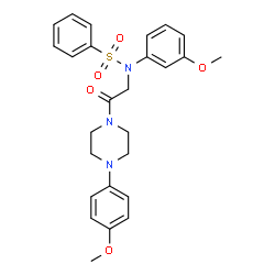 ChemSpider 2D Image | N-(3-Methoxyphenyl)-N-{2-[4-(4-methoxyphenyl)-1-piperazinyl]-2-oxoethyl}benzenesulfonamide | C26H29N3O5S