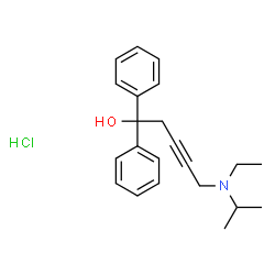 ChemSpider 2D Image | 5-[Ethyl(isopropyl)amino]-1,1-diphenyl-3-pentyn-1-ol hydrochloride (1:1) | C22H28ClNO