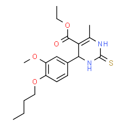 ChemSpider 2D Image | Ethyl 4-(4-butoxy-3-methoxyphenyl)-6-methyl-2-thioxo-1,2,3,4-tetrahydro-5-pyrimidinecarboxylate | C19H26N2O4S