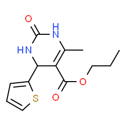 ChemSpider 2D Image | Propyl 6-methyl-2-oxo-4-(2-thienyl)-1,2,3,4-tetrahydro-5-pyrimidinecarboxylate | C13H16N2O3S