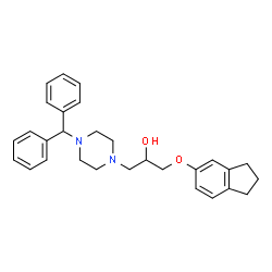ChemSpider 2D Image | 1-(2,3-Dihydro-1H-inden-5-yloxy)-3-[4-(diphenylmethyl)-1-piperazinyl]-2-propanol | C29H34N2O2