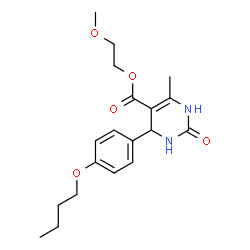 ChemSpider 2D Image | 2-Methoxyethyl 4-(4-butoxyphenyl)-6-methyl-2-oxo-1,2,3,4-tetrahydro-5-pyrimidinecarboxylate | C19H26N2O5