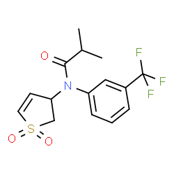 ChemSpider 2D Image | N-(1,1-Dioxido-2,3-dihydro-3-thiophenyl)-2-methyl-N-[3-(trifluoromethyl)phenyl]propanamide | C15H16F3NO3S