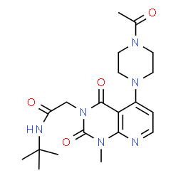 ChemSpider 2D Image | 2-[5-(4-Acetyl-1-piperazinyl)-1-methyl-2,4-dioxo-1,4-dihydropyrido[2,3-d]pyrimidin-3(2H)-yl]-N-(2-methyl-2-propanyl)acetamide | C20H28N6O4