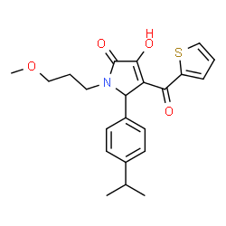 ChemSpider 2D Image | 3-Hydroxy-5-(4-isopropylphenyl)-1-(3-methoxypropyl)-4-(2-thienylcarbonyl)-1,5-dihydro-2H-pyrrol-2-one | C22H25NO4S