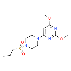ChemSpider 2D Image | 2,4-Dimethoxy-6-[4-(propylsulfonyl)-1-piperazinyl]pyrimidine | C13H22N4O4S