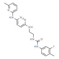 ChemSpider 2D Image | 1-(3-fluoro-4-methyl-phenyl)-3-[2-[[6-[(6-methyl-2-pyridyl)amino]pyridazin-3-yl]amino]ethyl]urea | C20H22FN7O