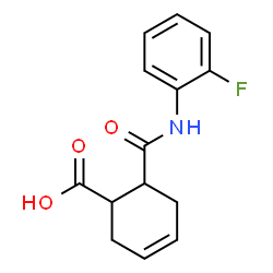 ChemSpider 2D Image | 6-[(2-Fluorophenyl)carbamoyl]-3-cyclohexene-1-carboxylic acid | C14H14FNO3