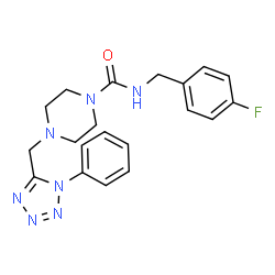 ChemSpider 2D Image | N-(4-Fluorobenzyl)-4-[(1-phenyl-1H-tetrazol-5-yl)methyl]-1-piperazinecarboxamide | C20H22FN7O