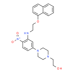 ChemSpider 2D Image | 2-[4-(3-{[2-(1-Naphthyloxy)ethyl]amino}-4-nitrophenyl)-1-piperazinyl]ethanol | C24H28N4O4