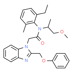 ChemSpider 2D Image | N-(2-Ethyl-6-methylphenyl)-N-(1-methoxy-2-propanyl)-2-[2-(phenoxymethyl)-1H-benzimidazol-1-yl]acetamide | C29H33N3O3