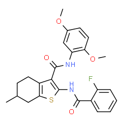 ChemSpider 2D Image | N-(2,5-Dimethoxyphenyl)-2-[(2-fluorobenzoyl)amino]-6-methyl-4,5,6,7-tetrahydro-1-benzothiophene-3-carboxamide | C25H25FN2O4S
