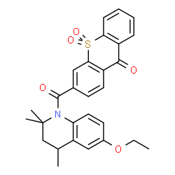 ChemSpider 2D Image | 3-[(6-Ethoxy-2,2,4-trimethyl-3,4-dihydro-1(2H)-quinolinyl)carbonyl]-9H-thioxanthen-9-one 10,10-dioxide | C28H27NO5S