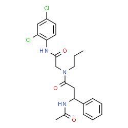 ChemSpider 2D Image | 3-Acetamido-N-{2-[(2,4-dichlorophenyl)amino]-2-oxoethyl}-3-phenyl-N-propylpropanamide | C22H25Cl2N3O3
