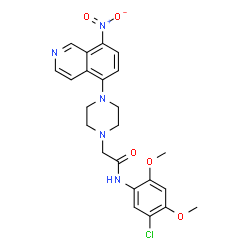 ChemSpider 2D Image | N-(5-Chloro-2,4-dimethoxyphenyl)-2-[4-(8-nitro-5-isoquinolinyl)-1-piperazinyl]acetamide | C23H24ClN5O5