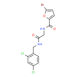 ChemSpider 2D Image | 5-Bromo-N-{2-[(2,4-dichlorobenzyl)amino]-2-oxoethyl}-2-furamide | C14H11BrCl2N2O3