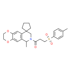 ChemSpider 2D Image | 1-(6'-Methyl-2',3'-dihydro-6'H-spiro[cyclopentane-1,9'-[1,4]dioxino[2,3-g]isoquinolin]-7'(8'H)-yl)-3-[(4-methylphenyl)sulfonyl]-1-propanone | C26H31NO5S