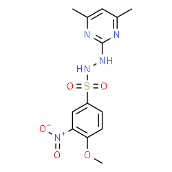 ChemSpider 2D Image | N'-[(2Z)-4,6-Dimethyl-2(1H)-pyrimidinylidene]-4-methoxy-3-nitrobenzenesulfonohydrazide | C13H15N5O5S