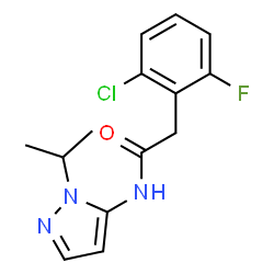 ChemSpider 2D Image | 2-(2-Chloro-6-fluorophenyl)-N-(1-isopropyl-1H-pyrazol-5-yl)acetamide | C14H15ClFN3O