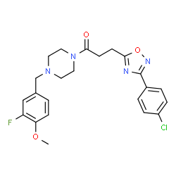 ChemSpider 2D Image | 3-[3-(4-Chlorophenyl)-1,2,4-oxadiazol-5-yl]-1-[4-(3-fluoro-4-methoxybenzyl)-1-piperazinyl]-1-propanone | C23H24ClFN4O3