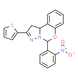 ChemSpider 2D Image | 5-(2-Nitrophenyl)-2-(2-thienyl)-1,10b-dihydropyrazolo[1,5-c][1,3]benzoxazine | C20H15N3O3S