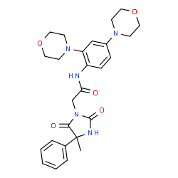 ChemSpider 2D Image | N-[2,4-Di(4-morpholinyl)phenyl]-2-(4-methyl-2,5-dioxo-4-phenyl-1-imidazolidinyl)acetamide | C26H31N5O5