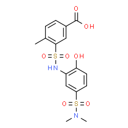 ChemSpider 2D Image | 3-{[5-(Dimethylsulfamoyl)-2-hydroxyphenyl]sulfamoyl}-4-methylbenzoic acid | C16H18N2O7S2