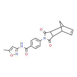 ChemSpider 2D Image | 4-(3,5-Dioxo-4-azatricyclo[5.2.1.0~2,6~]dec-8-en-4-yl)-N-(5-methyl-1,2-oxazol-3-yl)benzamide | C20H17N3O4