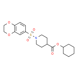 ChemSpider 2D Image | Cyclohexyl 1-(2,3-dihydro-1,4-benzodioxin-6-ylsulfonyl)-4-piperidinecarboxylate | C20H27NO6S