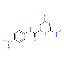 ChemSpider 2D Image | 2-(Methylamino)-N-(4-nitrophenyl)-4-oxo-5,6-dihydro-4H-1,3-thiazine-6-carboxamide | C12H12N4O4S