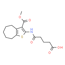 ChemSpider 2D Image | 5-{[3-(Methoxycarbonyl)-5,6,7,8-tetrahydro-4H-cyclohepta[b]thiophen-2-yl]amino}-5-oxopentanoic acid | C16H21NO5S