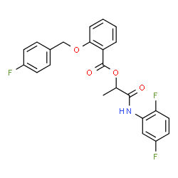 ChemSpider 2D Image | 1-[(2,5-Difluorophenyl)amino]-1-oxo-2-propanyl 2-[(4-fluorobenzyl)oxy]benzoate | C23H18F3NO4