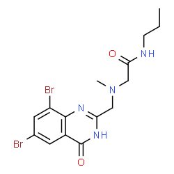ChemSpider 2D Image | N~2~-[(6,8-Dibromo-4-oxo-1,4-dihydro-2-quinazolinyl)methyl]-N~2~-methyl-N-propylglycinamide | C15H18Br2N4O2