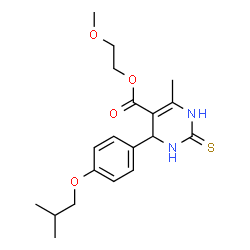 ChemSpider 2D Image | 2-Methoxyethyl 6-(4-isobutoxyphenyl)-4-methyl-2-sulfanyl-1,6-dihydropyrimidine-5-carboxylate | C19H26N2O4S