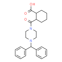 ChemSpider 2D Image | 2-{[4-(Diphenylmethyl)-1-piperazinyl]carbonyl}cyclohexanecarboxylic acid | C25H30N2O3