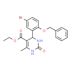 ChemSpider 2D Image | Ethyl 4-[2-(benzyloxy)-5-bromophenyl]-6-methyl-2-oxo-1,2,3,4-tetrahydro-5-pyrimidinecarboxylate | C21H21BrN2O4